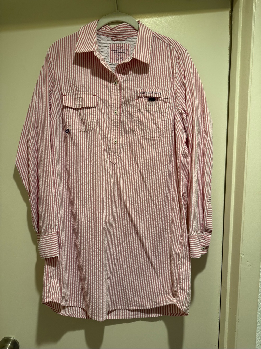 Vineyard Vines Pink and White Striped Button-Down Shirt